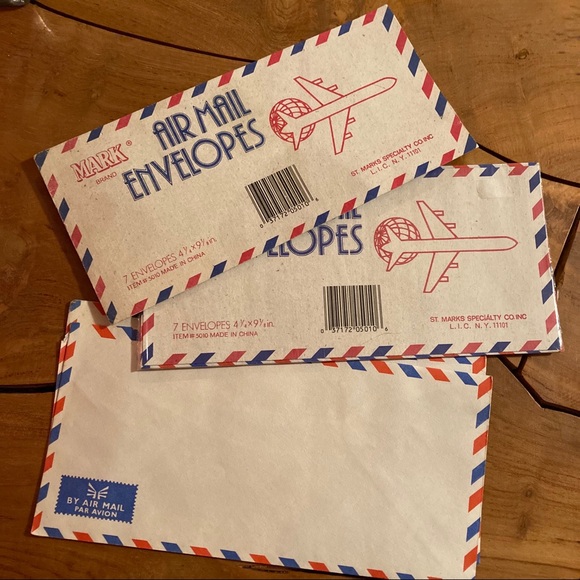 Vintage Air Mail Envelopes Red White Blue Stripe - Picture 1 of 2